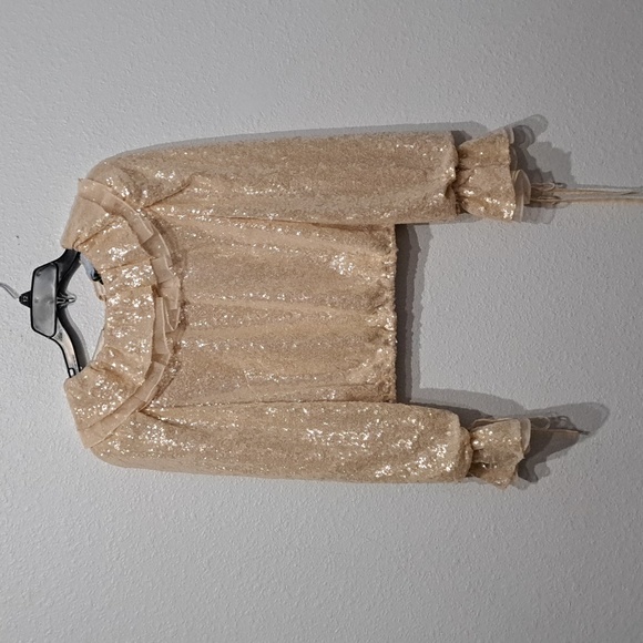 Antonio Melani x Nicola Bathie Champagne Gold Sequin Shelby Blouse - Picture 7 of 14